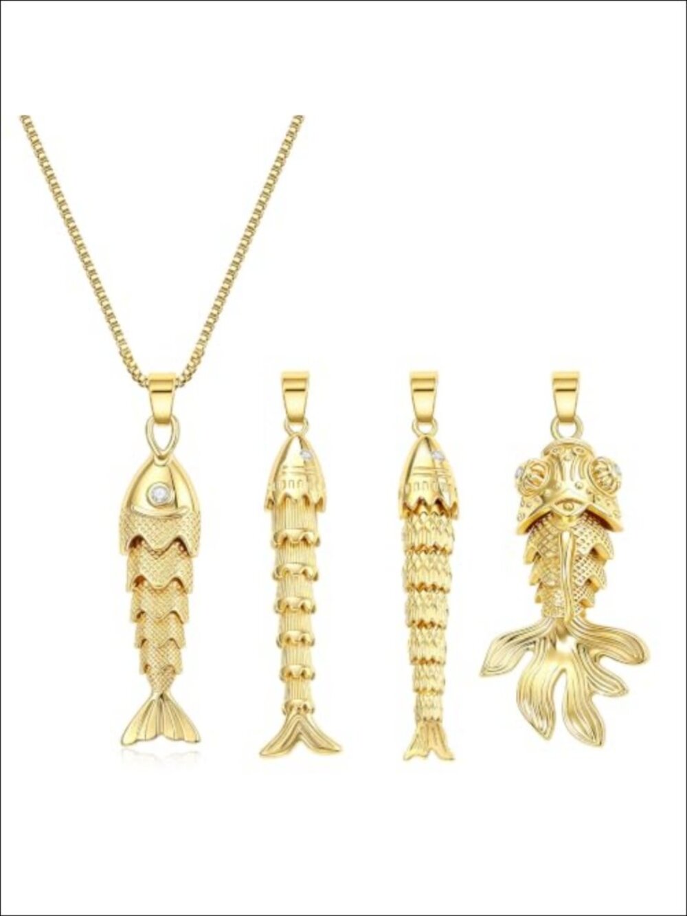 Dainty Gold Plated Fish Pendant Necklace Adjustable Chain Women's Jewelry